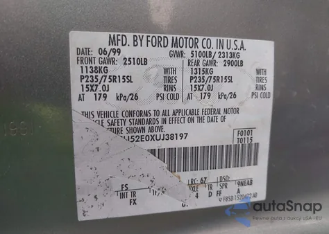 1999 Mercury Mountaineer z USA, uszkodzony, nr VIN 4M2ZU52E0XUJ38197